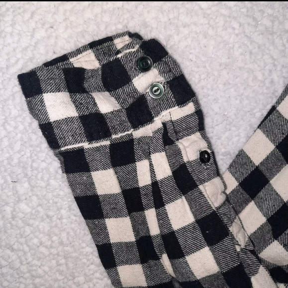 Night Shirt Womens Small Buffalo Check Flannel White and Black Frill Fringe - Picture 4 of 9